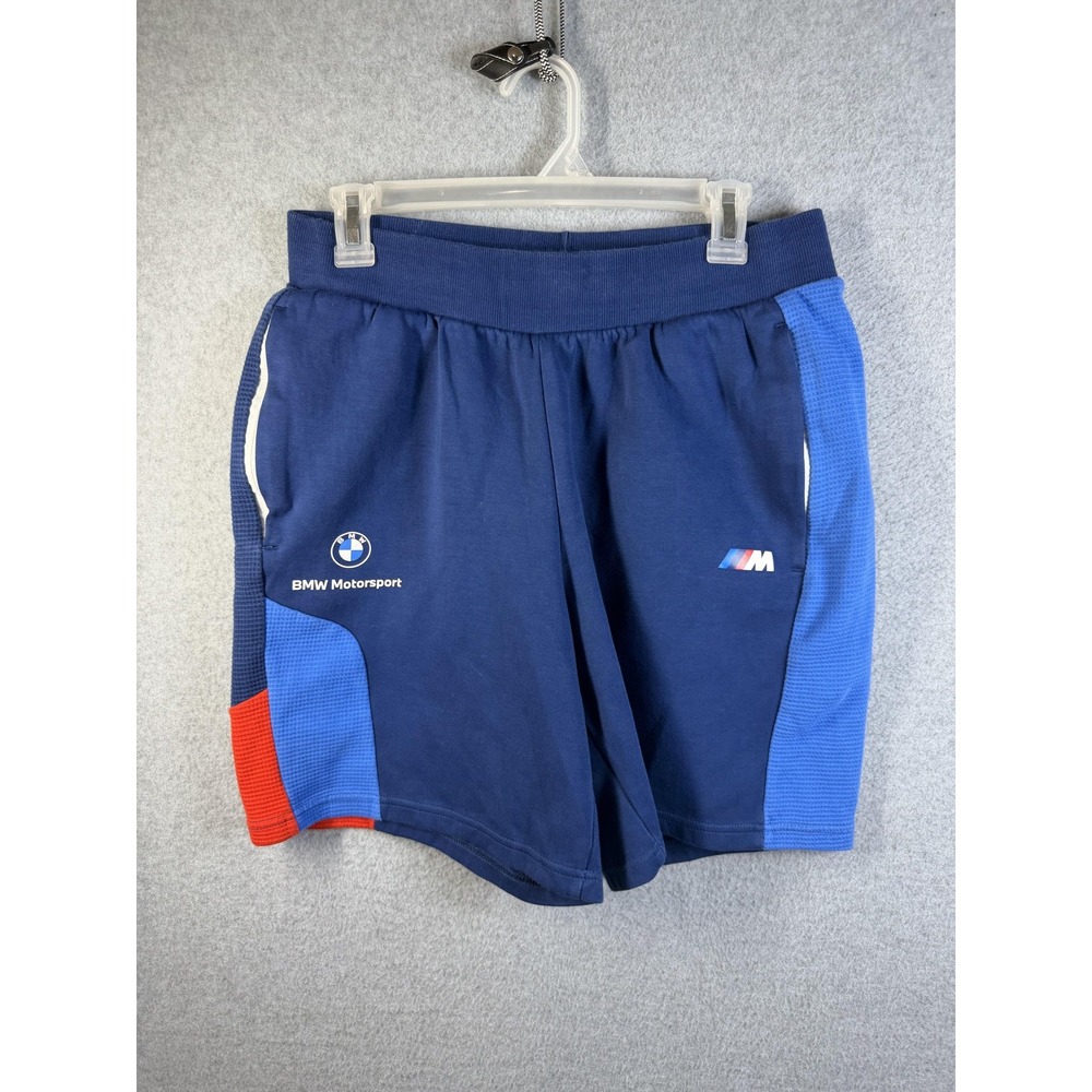 PUMA BMW Motorsport Shorts Mens Large Blue Racing Athletic Lightweight Driving